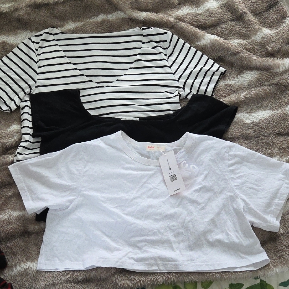 NEW Striped, Black, and White Crop Tops